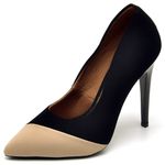  Scarpin Salto Alto Nobuck Bicolor 