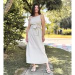 Vestido Liz Natural Listra Terracota