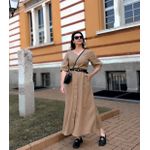 Vestido Maxi Midi Lorena Puro Linho Cappuccino
