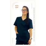  Scrub feminino tradicional de tricoline – Preto