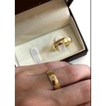 Alianças de casamento e noivado em ouro 18k 750 com pedra tradicional e anatômica 5 mm