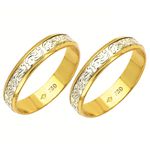 Alianças bodas de prata em ouro amarelo e ouro branco 18k 750 4 mm