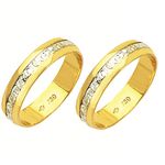 Alianças bodas de prata em ouro branco e amarelo 18k 750 5 mm