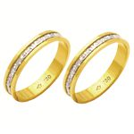 Alianças bodas de prata em ouro amarelo e branco 18k 4 mm