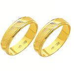Alianças de casamento e noivado em ouro 18k 750 trabalhadas e diamantadas 5 mm