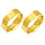 Alianças de casamento e noivado em ouro 18k 750 trabalhadas com diamantes 7 mm