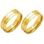 Alianças de casamento e noivado diamantada em ouro 18k 750 6 mm