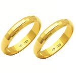 Alianças de casamento e noivado em ouro 18k. 750 tradicional diamantada 4 mm