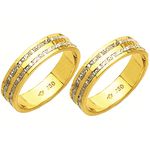 Alianças de casamento e noivado 2 tons em ouro 18k. 750 trabalhada 5.5 mm