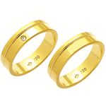 Alianças de casamento e noivado anatômicas com frisos em ouro 18k 750 com diamante.