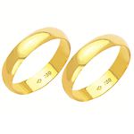 Alianças de casamento e noivado em ouro 18k 750 tradicional 4 mm