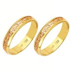 Alianças bodas de ouro em ouro amarelo e ouro vermelho 18k 750 4.2 mm