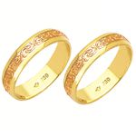 Alianças bodas de ouro em ouro vermelho e amarelo 18k 750 5 mm