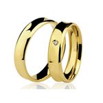 Alianças de casamento e noivado em ouro 18k 750 côncavo com diamante 6.00 mm