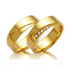 Alianças de casamento e noivado em ouro 18k 750 trabalhadas e anatômicas com diamantes 6.50 mm