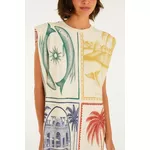 VESTIDO CURTO OMBREIRA ESTAMPADO BRASIL VINTAGE 