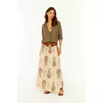 SAIA MIDI LINHO ESTAMPA FLORY 