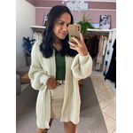Cardigan Tricot Manga Balao Areia