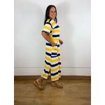 Conjunto Hortencia Listrado Azul Com Amarelo