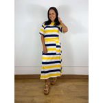 Conjunto Hortencia Listrado Azul Com Amarelo