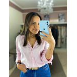 Camisa Manga Longa Listrado Rosa