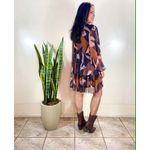 Vestido Ninna Tule Estampado Marrom