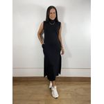 Vestido Midi Gola Alta Preto