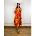 Vestido Taila Estampado Laranja