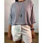 Blusa Oversized Listrado Cinza