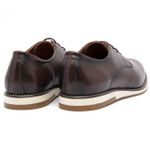 Sapato Social Oxford Derby Masculino Casual em Couro Sola Branca Café