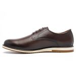 Sapato Social Oxford Derby Masculino Casual em Couro Sola Branca Café