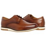 Sapato Social Oxford Derby Masculino Casual em Couro Sola Branca Caramelo