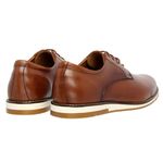 Sapato Social Oxford Derby Masculino Casual em Couro Sola Branca Caramelo