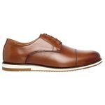 Sapato Social Oxford Derby Masculino Casual em Couro Texturizado Sola Branca Caramelo