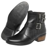 Bota Feminina Confort em Couro Legítimo com Zíper - Preto