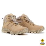 Bota Coturno Adventure Confort Arizona em Couro Legítimo Palmilha em Gel com C.A Caqui