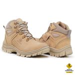 Bota Coturno Adventure Confort Arizona em Couro Legítimo Palmilha em Gel com C.A Caqui