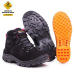 Bota Coturno Adventure Confort Arizona Feminino em Couro Legítimo Palmilha em Gel com C.A Preto-Rosa