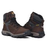 Bota Coturno Adventure Confort Edge em Couro Legítimo Palmilha em Gel com C.A Café