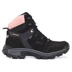 Bota Coturno Adventure Confort Edge Feminino em Couro Legítimo Palmilha em Gel com C.A Preto Rosa