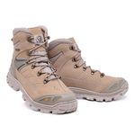 Bota Adventure Coturno Militar Confort em Couro Legítimo Cano Alto Areia
