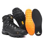 Bota Adventure Coturno Militar Confort em Couro Legítimo Cano Alto Preto