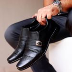 Sapato Social Masculino Italy Preto Em Couro