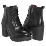 Coturno Feminino Confort em Couro - Preto