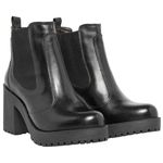  Bota Feminina Chelsea Country Confort em Couro Salto Alto - Preto