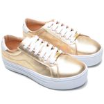 Tênis Feminino Casual em Couro - Dourado