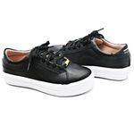 Tênis Feminino Casual em Couro - Preto