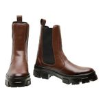 Bota Chelsea Feminina Cano Alto Sola Tratorada Luxuosa - Caramelo