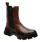 Bota Chelsea Feminina Cano Alto Sola Tratorada Luxuosa - Caramelo