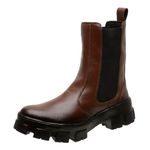 Bota Chelsea Feminina Cano Alto Sola Tratorada Luxuosa - Caramelo